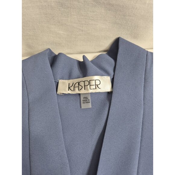 Kasper Women's Blouse Top Size XL Petite Sleeveless Tie-Neck Blue Heron (58) - Picture 4 of 10